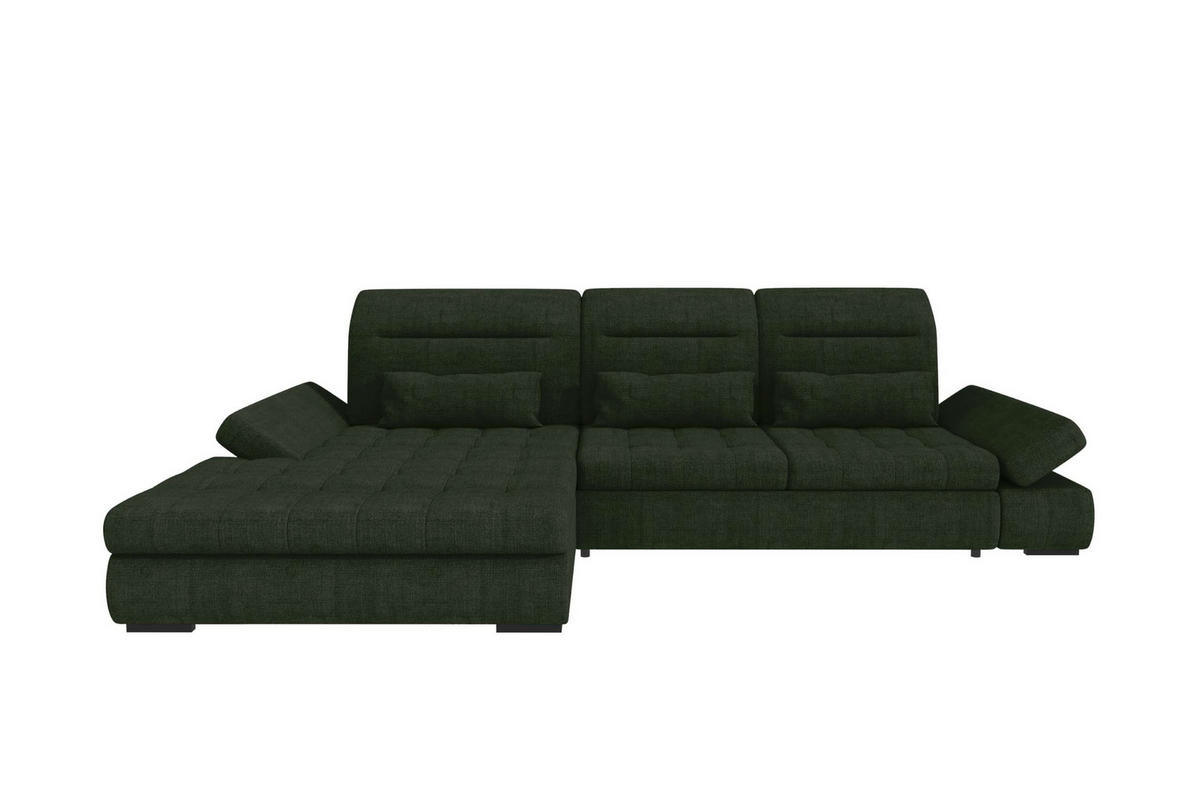 ECKSOFA Toscana Plus Velours inkl. Schlaffunktion - Olivgrün, Textil (179/300cm) - 99rooms