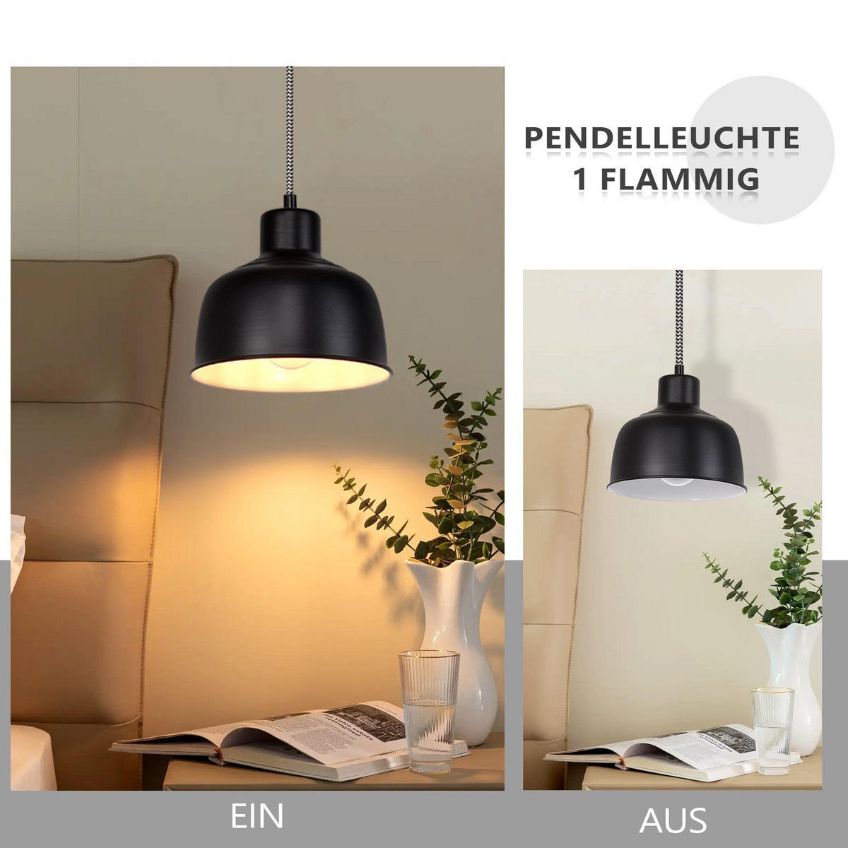 HÄNGELEUCHTE Selma 1-flammig 18/10/170 cm - Schwarz, Metall (18/10/170cm) - Nettlife
