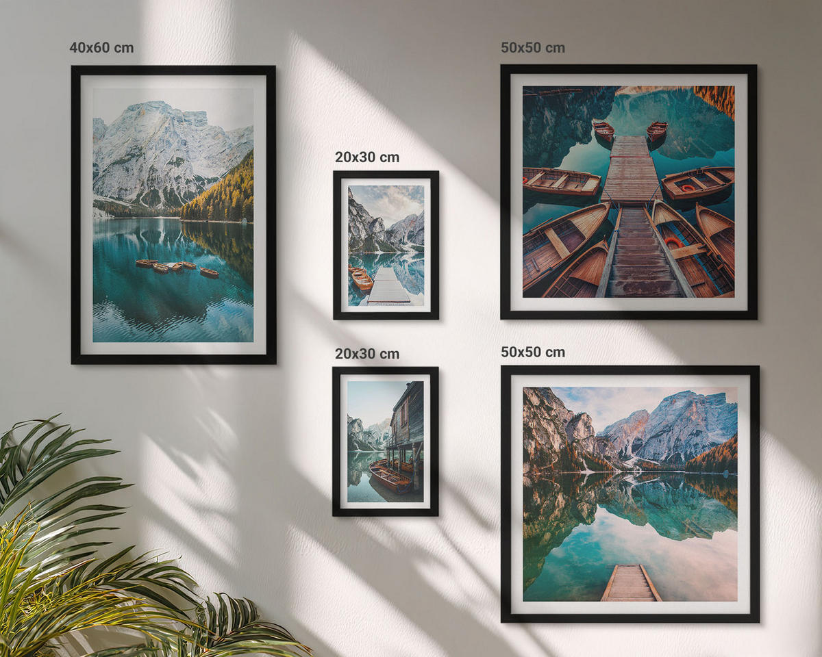 WANDBILDER 5er-Set - 50x50 cm & 20x30 cm & 40x60 cm Schwarzer Rahmen - Ansichten von Griechenland, Łódź, Häuser - Schwarz, Kunststoff (40/60cm) - ArtPrintCave