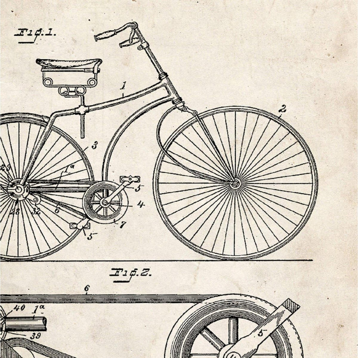POSTER Set mit 4 Bilder Mit Fahrrad Patenten A4 Rahmenlos - Klar, Papier (21/1cm) - Nacnic