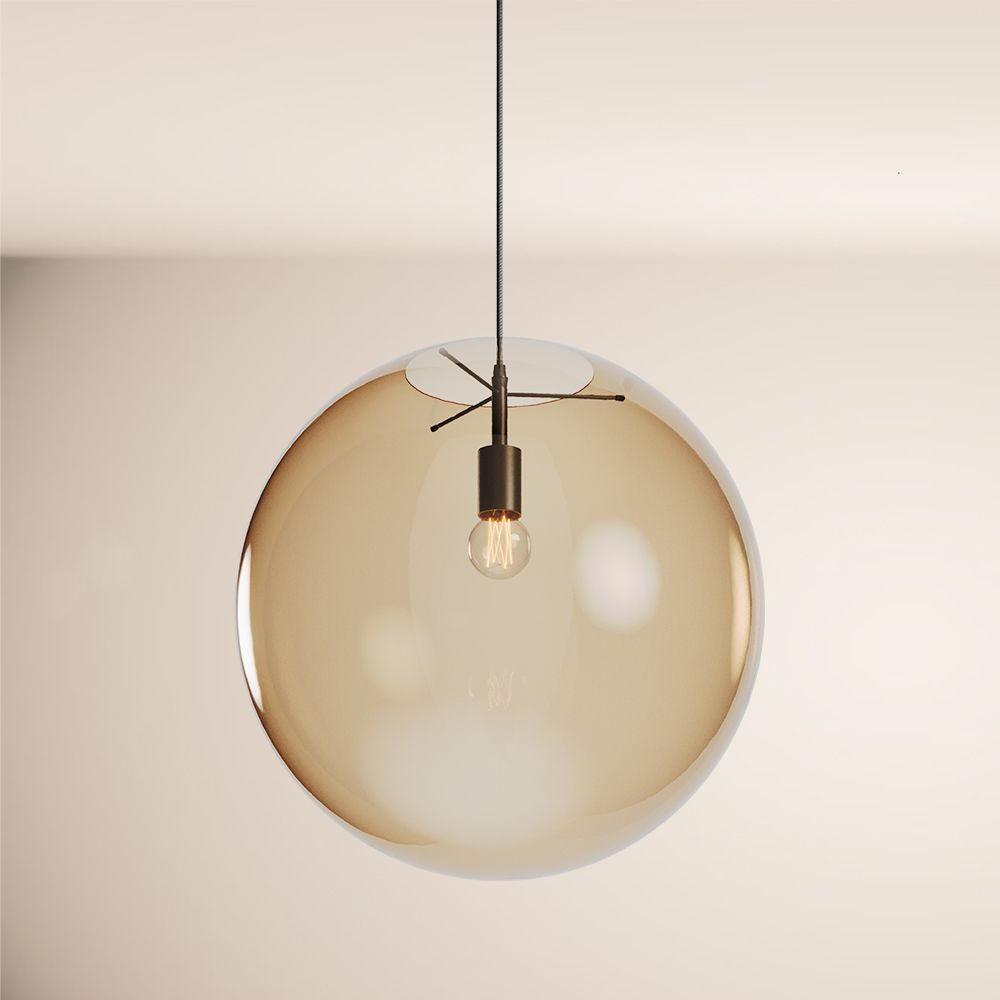HÄNGELAMPE Orb 1.5m Abhängung Amber/Schwarz Ø 50cm - Orange, Glas (50/50/50cm) - s.luce