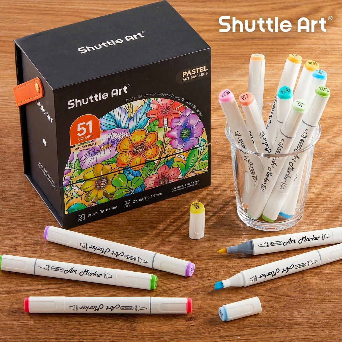 MARKER-SET 51 Pastellfarben mit Pinsel- und Keilspitze - Multicolor, Kunststoff (10/10/15cm)