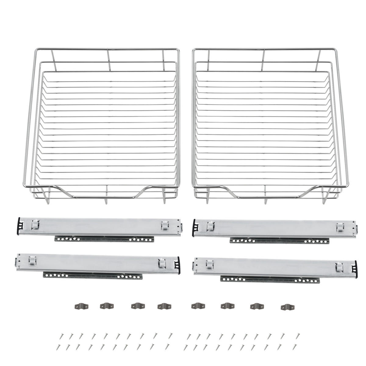 TELESKOPSCHUBLADE-SET 2 TLG. Doustelle - Silberfarben, Metall (44/14/47cm) - [en.casa]