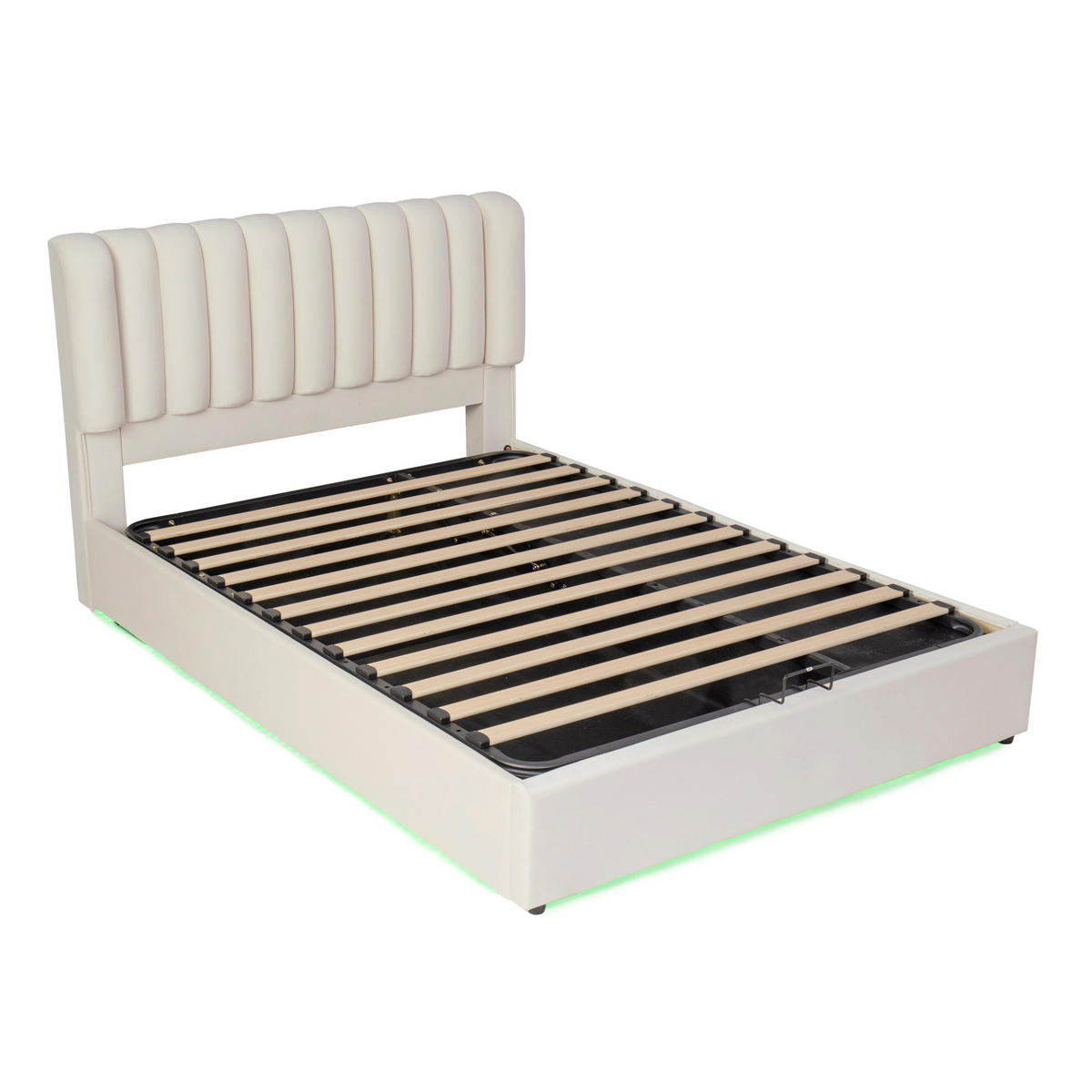 KINDER-POLSTERBETT 140x200 cm in Beige mit Bettkasten, 3 Schubladen und LED-Leiste - Beige, Textil (140/200cm) - IVMEU