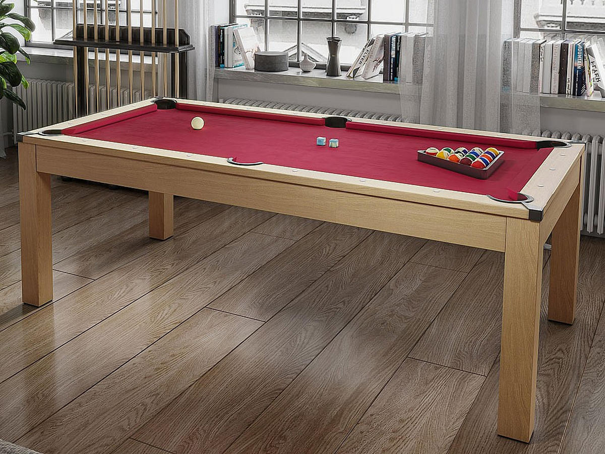 BILLARDTISCH - 8 Personen - holz - rot, naturfarben hell Balthazar - Rot, Holz (213.4/111.8cm) - Vente-Unique