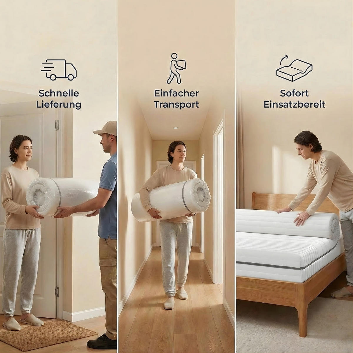 KALTSCHAUMMATRATZE 100x200 cm – 25 cm Komforthöhe – 7 Zonen – H2 H3 – ergonomisch - Weiß, Textil (100/200cm) - Mister Sandman