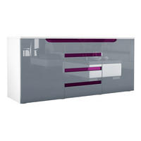 SIDEBOARD Sintra Grau Hochglanz / Brombeer Hochglanz - Grau, Holzwerkstoff (139/72/35cm) - Vladon
