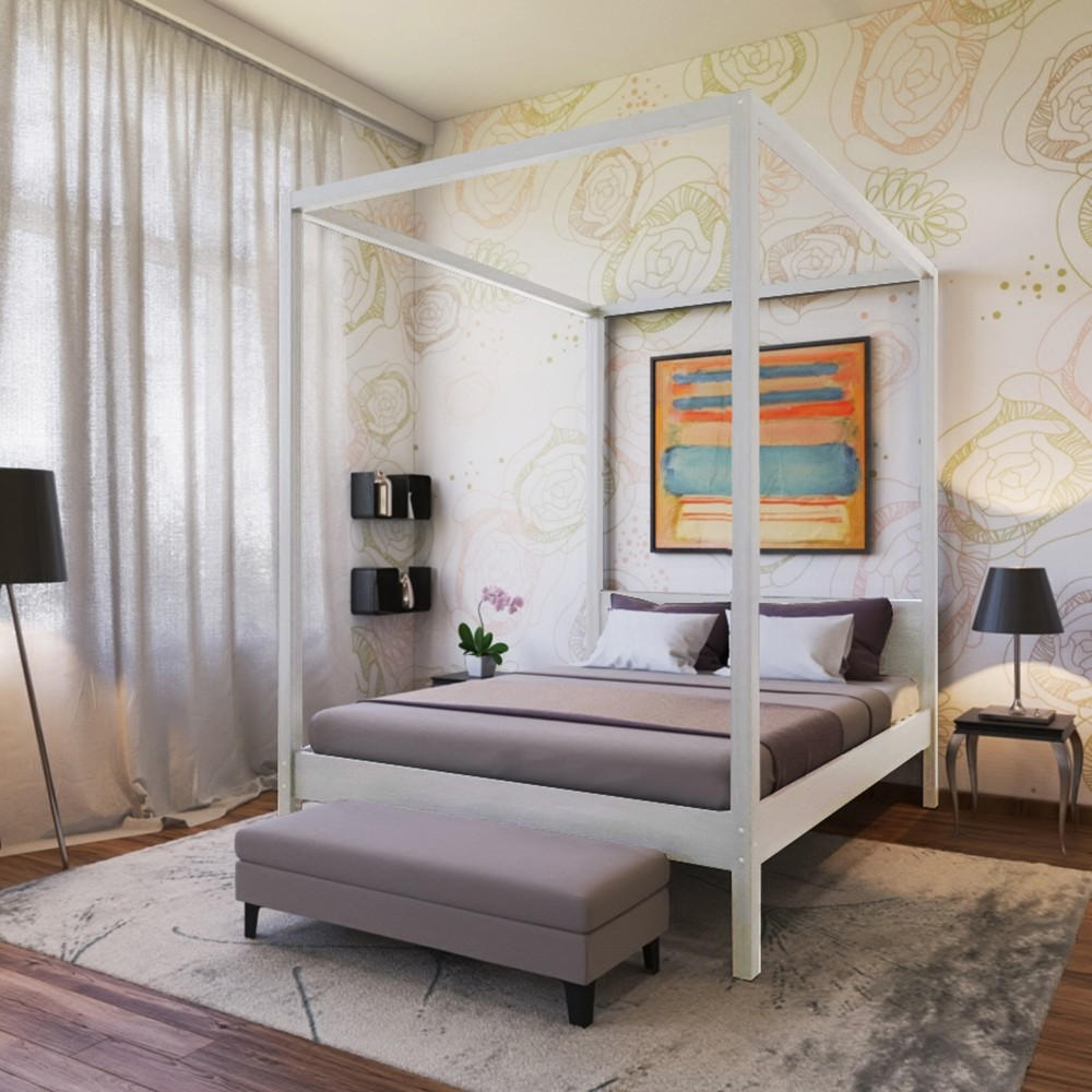 HIMMELBETT ROMANCE / Bett 140x190 - Weiß - Weiß, Holzwerkstoff (140/190cm) - Weber Industries