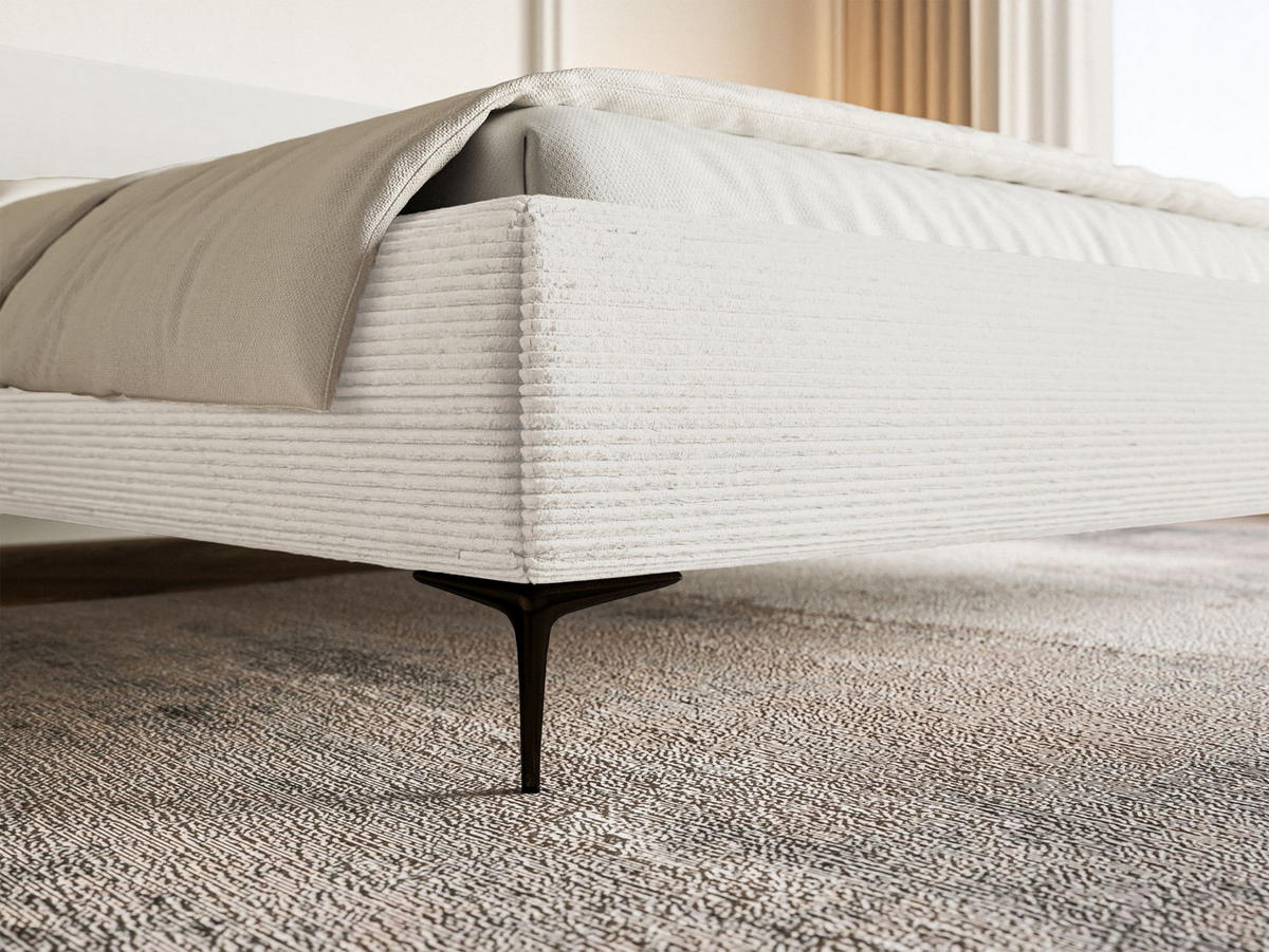 POLSTERBETT Roule Cord Creme 180x200 cm - Creme/Schwarz, Textil/Metall (180/200cm) - Selsey