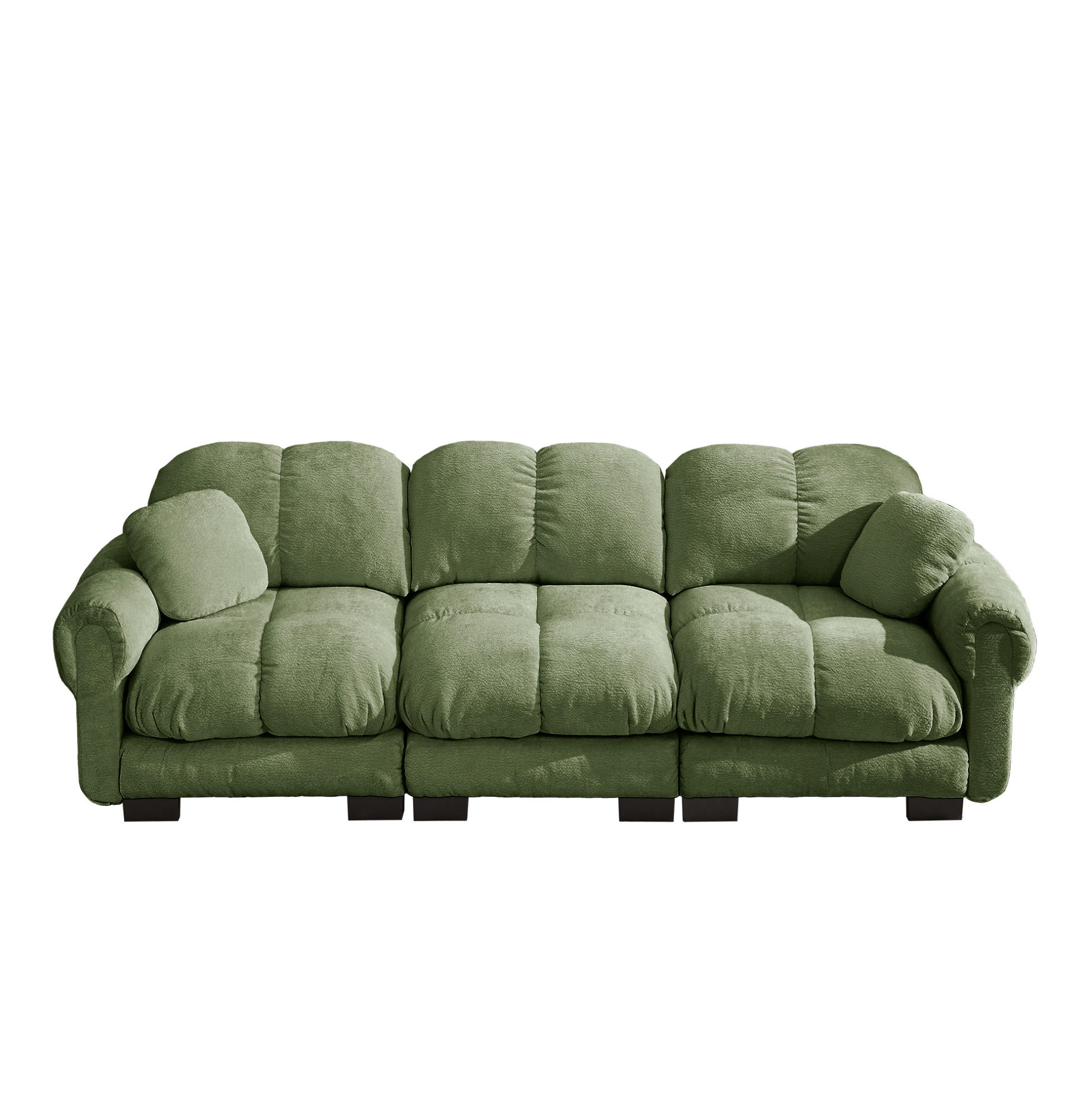 SOFA modular Chenille Green mit Steppdesign - Grün, Textil (260/90/86cm) - IVMEU