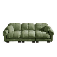 SOFA modular Chenille Green mit Steppdesign - Grün, Textil (260/90/86cm) - IVMEU