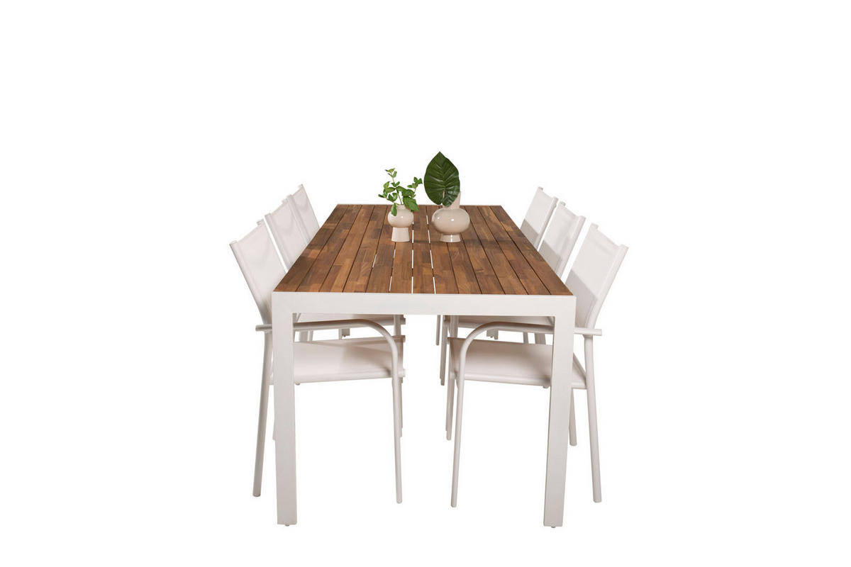 GARTENTISCHGRUPPE Weiß - Weiß, Holzwerkstoff - ebuy24