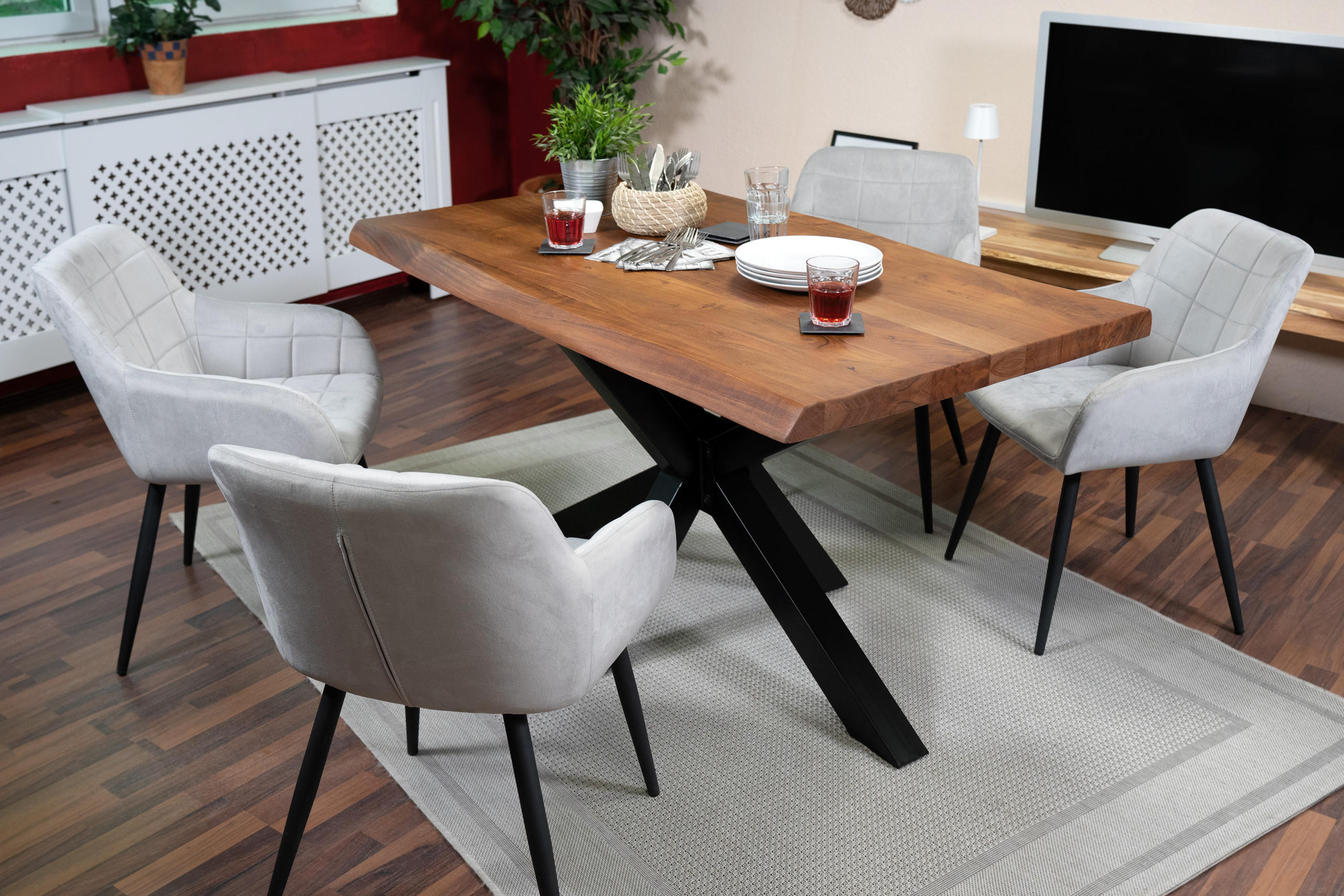 ESSTISCH CALI - Schwarz/Braun, Holz/Metall (80/140/77cm) - SAM