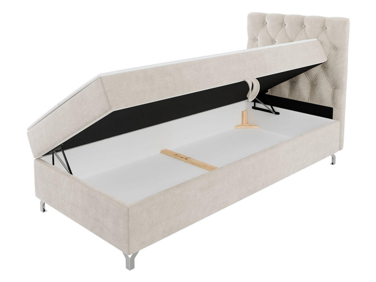 BOXBETT Chester 1, Seite: Rechts - Silberfarben/Naturfarben, Holz/Textil (80/200cm) - MIRJAN24