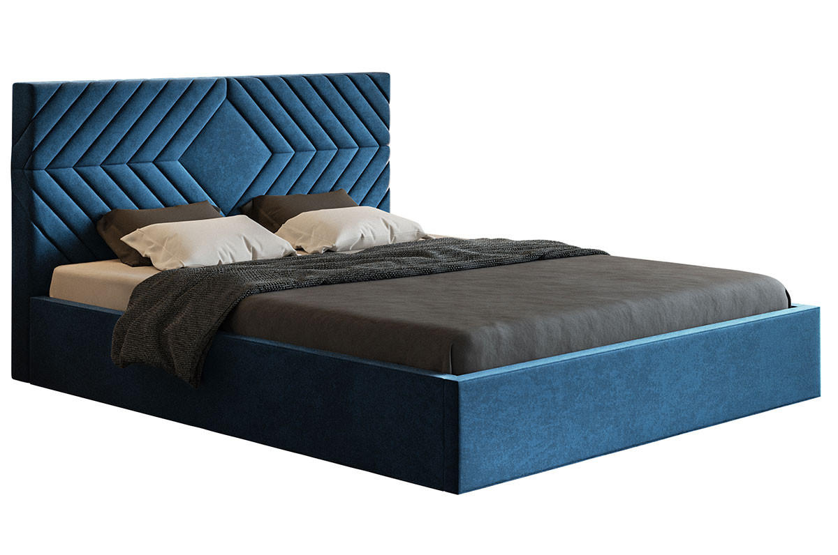 BETT Blau OLDO 2 Gepolstert Mit Bettkasten 160x200 cm - Dunkelblau, Textil (160/200cm) - Sepro Meble