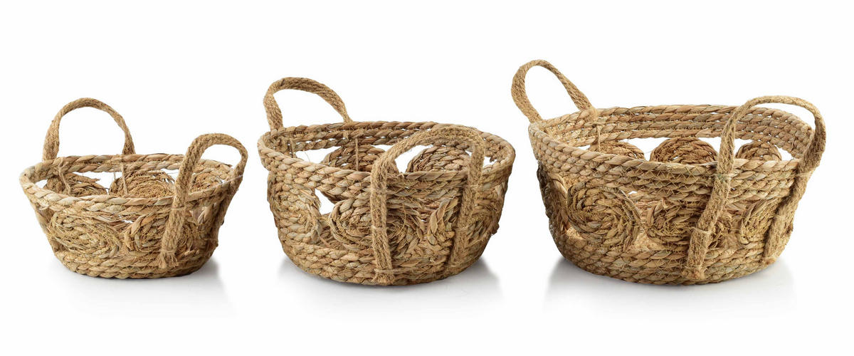 KORB Bali 3er Set beige 30/30/15 cm Seegras - Beige, Naturmaterialien/Kunststoff (30/15/30cm) - Mondex