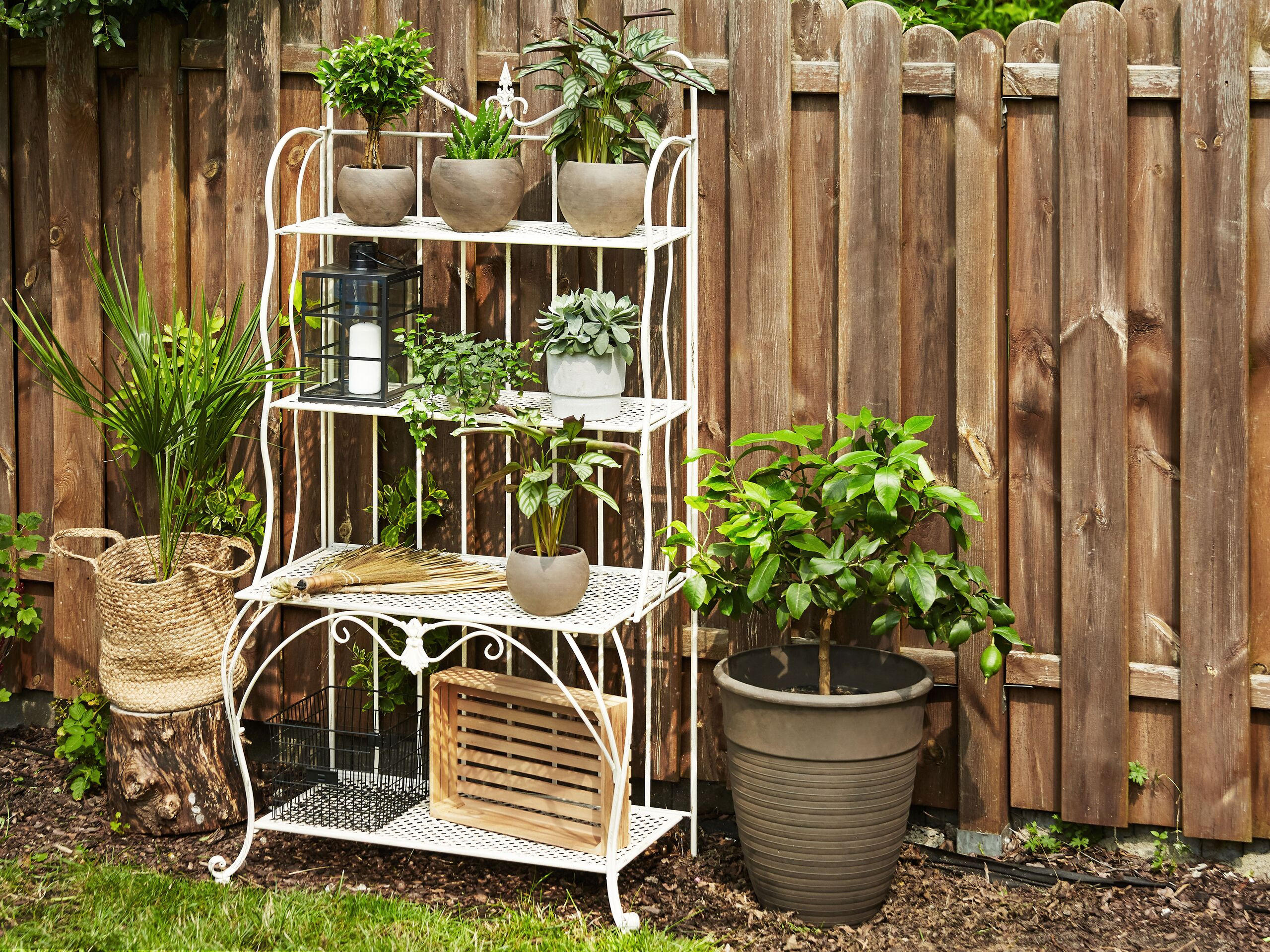 Beliani GARTENREGAL Beige 94cm × 50cm × 170cm
