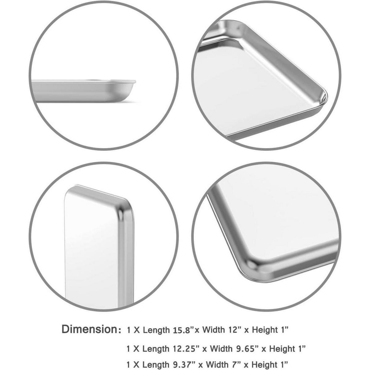 BACKBLECH 3er Set Edelstahl 40,6/30,5/24,0 cm - Silberfarben, Metall (30.5/2.5/40.6cm)