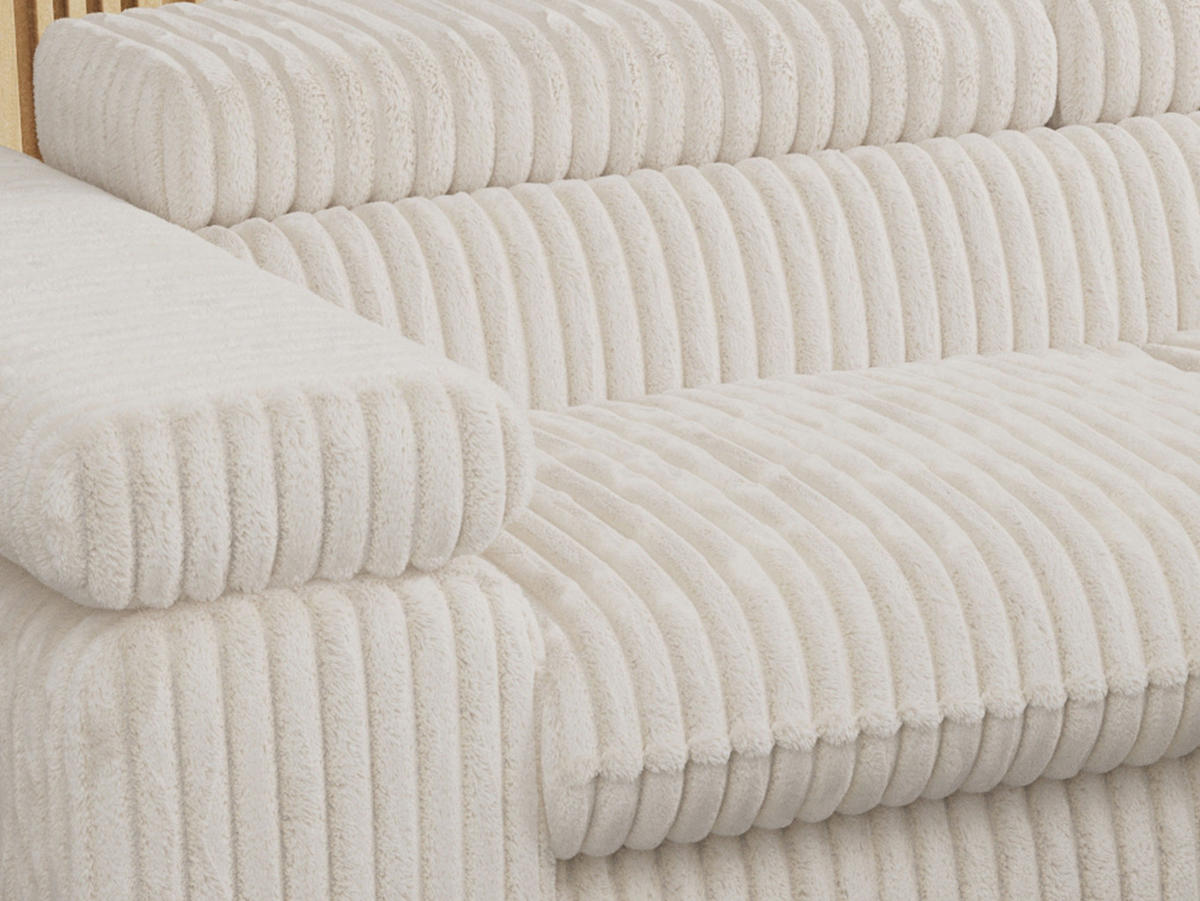 ECKSOFA PETER L Beige Cord - Rechts Seite - Beige/Schwarz, Textil/Metall (273/208cm) - MKS