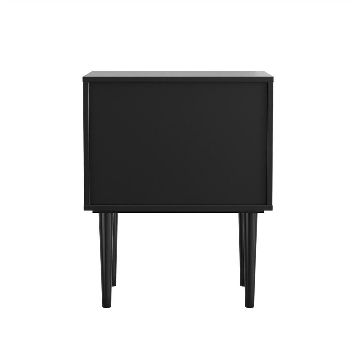 NACHTTISCH mit 2 Schubladen und Tischbeinen aus Massivholz - Schwarze Metallgriffe - Braun & Schwarz - Schwarz, Holzwerkstoff (50.8/64/38.1cm) - DELFA