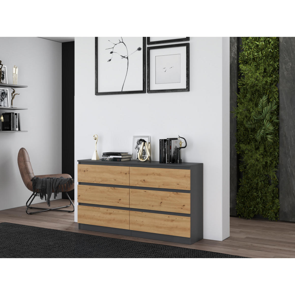 KOMMODE Anthrazit, Artisan 138/75/40 - Anthrazit, Holzwerkstoff (138/75/40cm) - RAUMHIRSCH FURNITURE