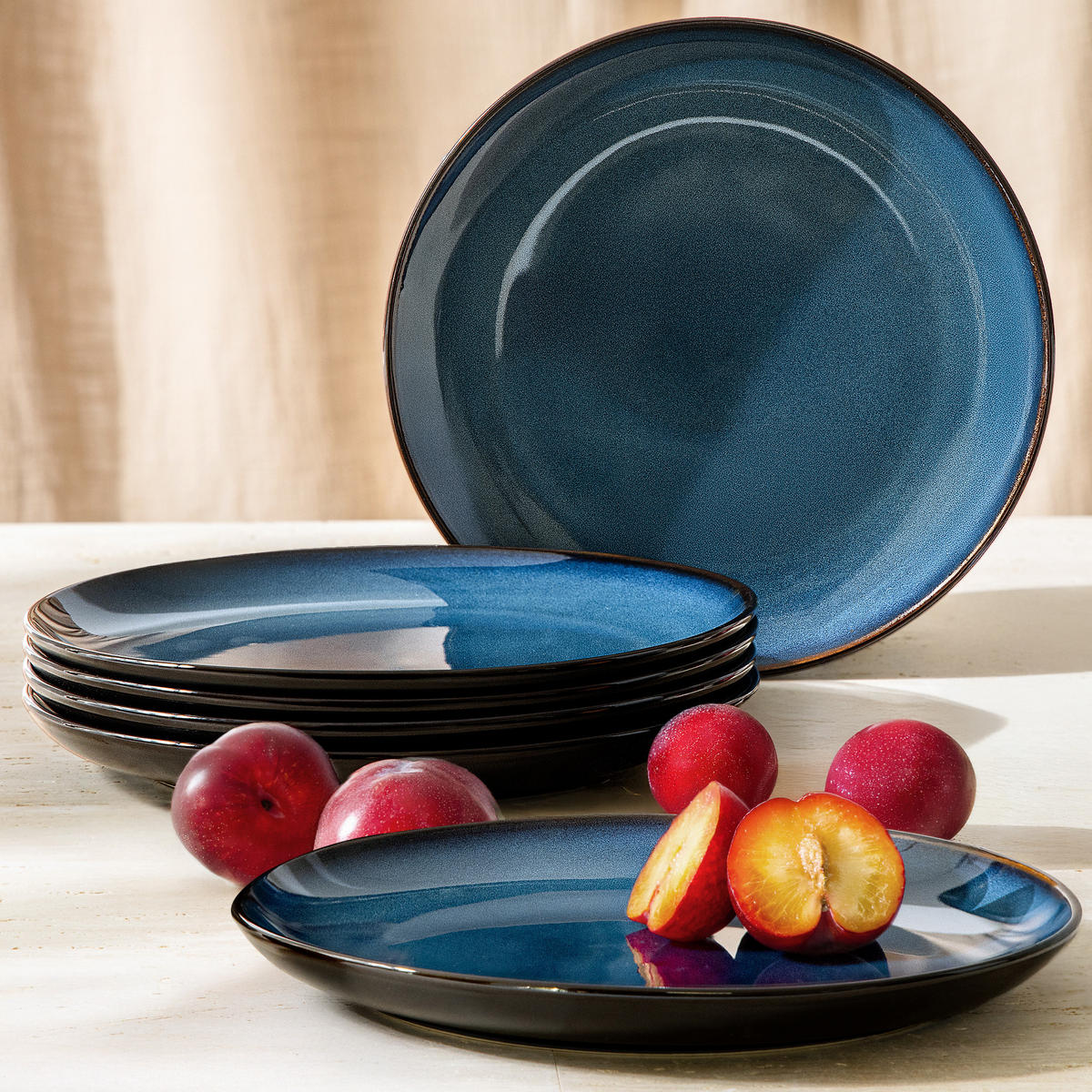 TELLER-SET SPEISETELLERSET BALI 6-tlg - Blau, Keramik (27cm) - Ritzenhoff Breker