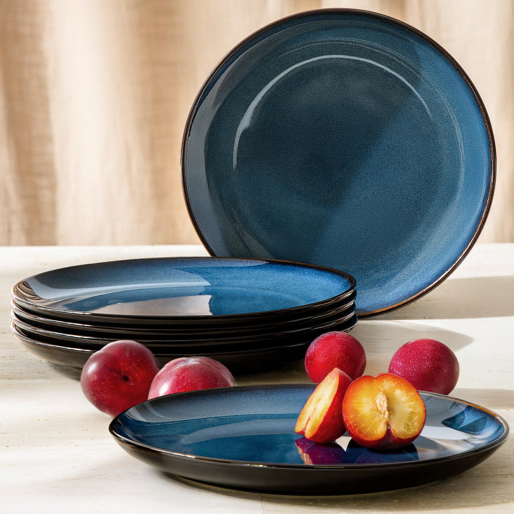 Thumbnail - Ritzenhoff Breker Teller-Set, Blau, Keramik, 6-teilig, Rund, Hergestellt in Europa, Essen & Trinken, Geschirr, Teller, S...