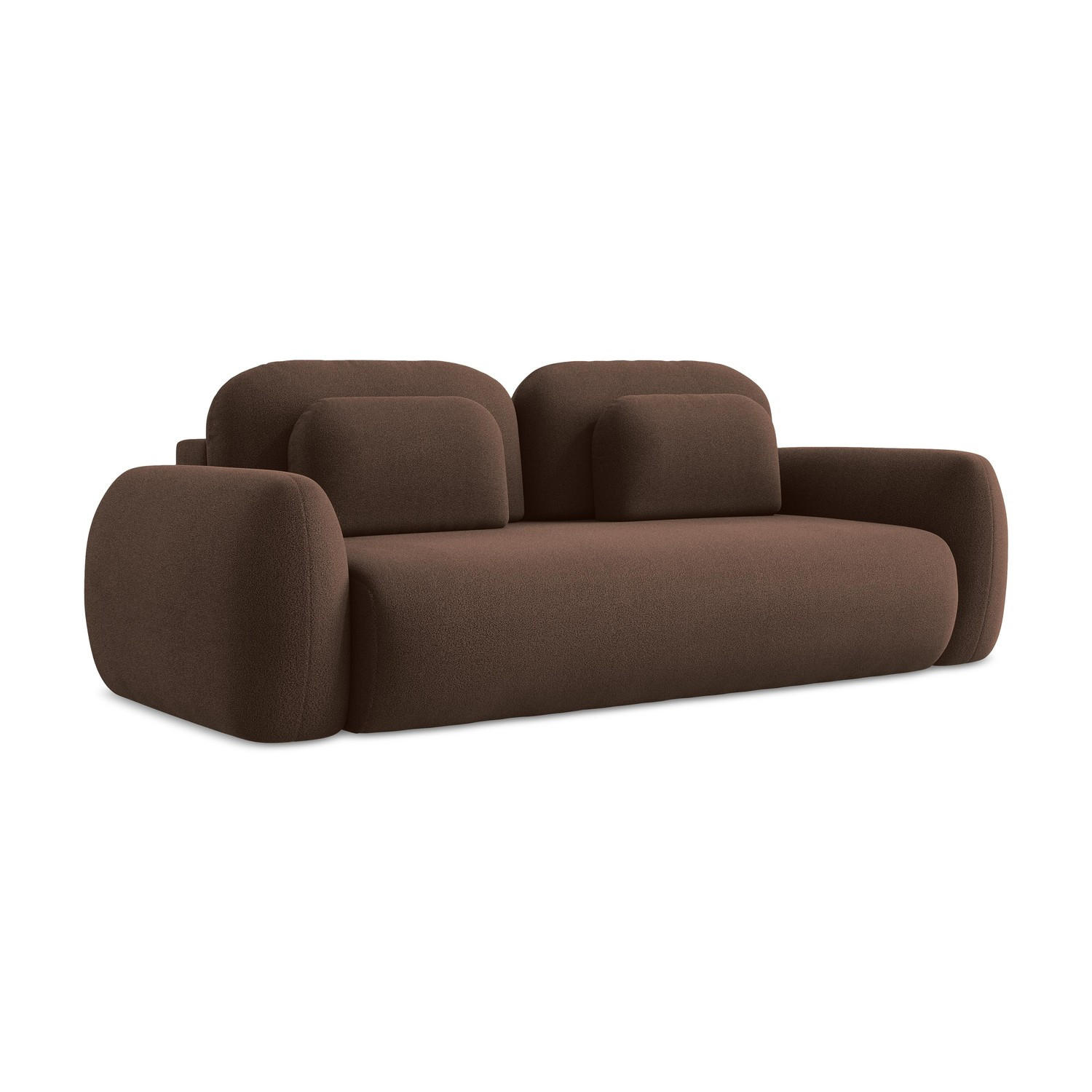 3-SITZER SOFA mit Schlaffunktion Bouclé Stoff Grau - Schwarz/Braun, Holzwerkstoff/Kunststoff (266/95/121cm) - LaMiaSofa