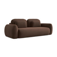 3-SITZER SOFA mit Schlaffunktion Bouclé Stoff Grau - Schwarz/Braun, Holzwerkstoff/Kunststoff (266/95/121cm) - LaMiaSofa