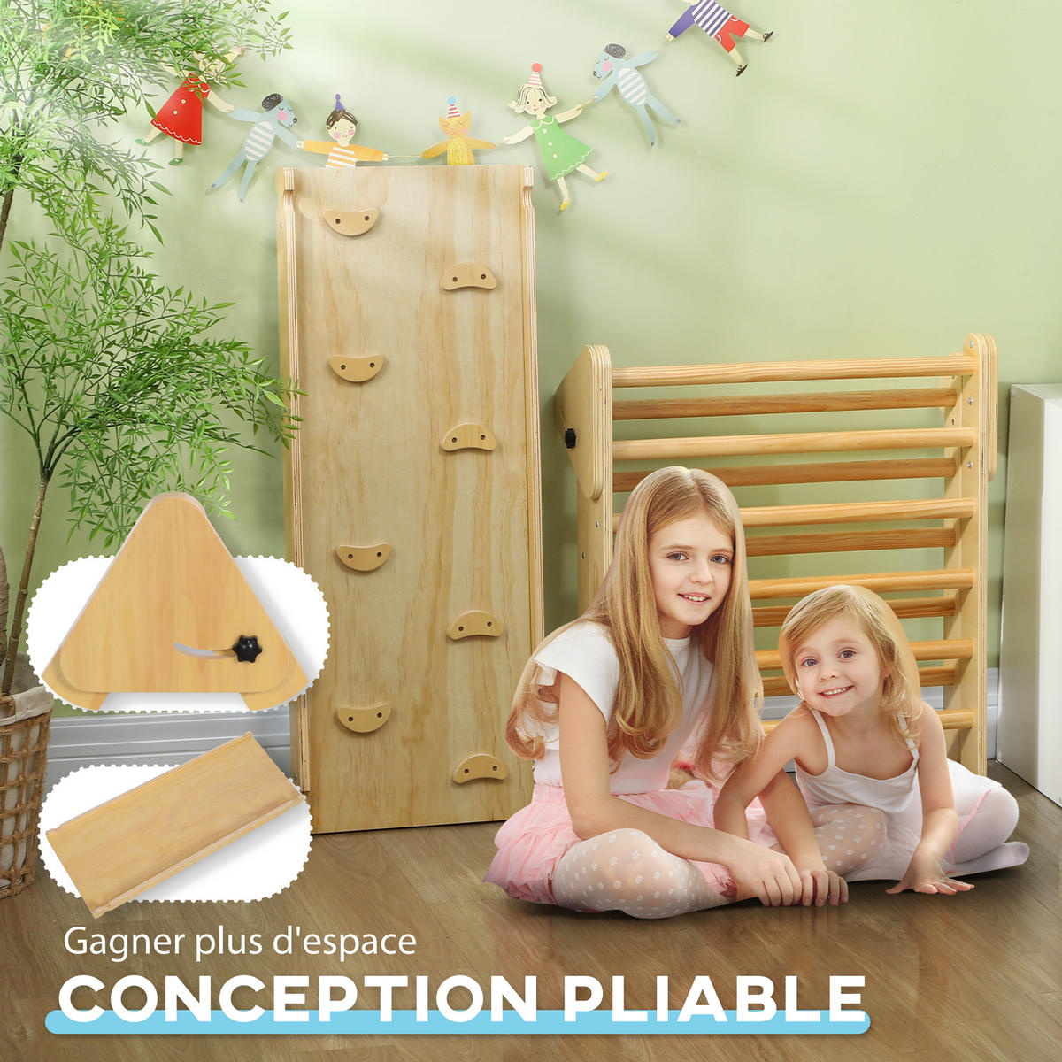 KLETTERDREIECK DE-18382 3-in-1 mit Rutsche Natur - Naturfarben, Holzwerkstoff (64.5/147cm) - ComfortXL
