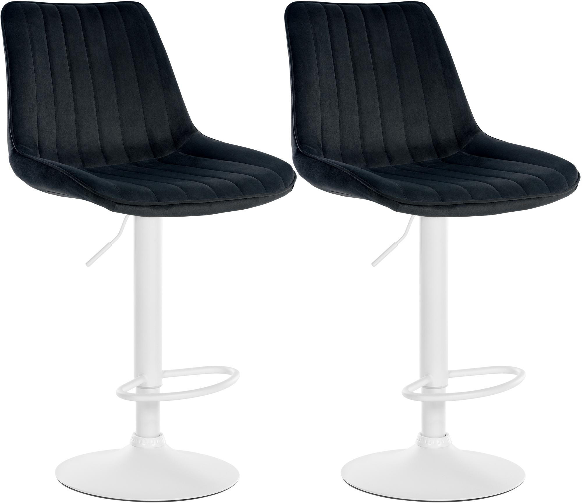 BARHOCKER 2er Set Samt Schwarz - Schwarz, Textil/Metall (49.5/91/50cm) - CLP