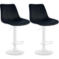 BARHOCKER 2er Set Samt Schwarz - Schwarz, Textil/Metall (49.5/91/50cm) - CLP