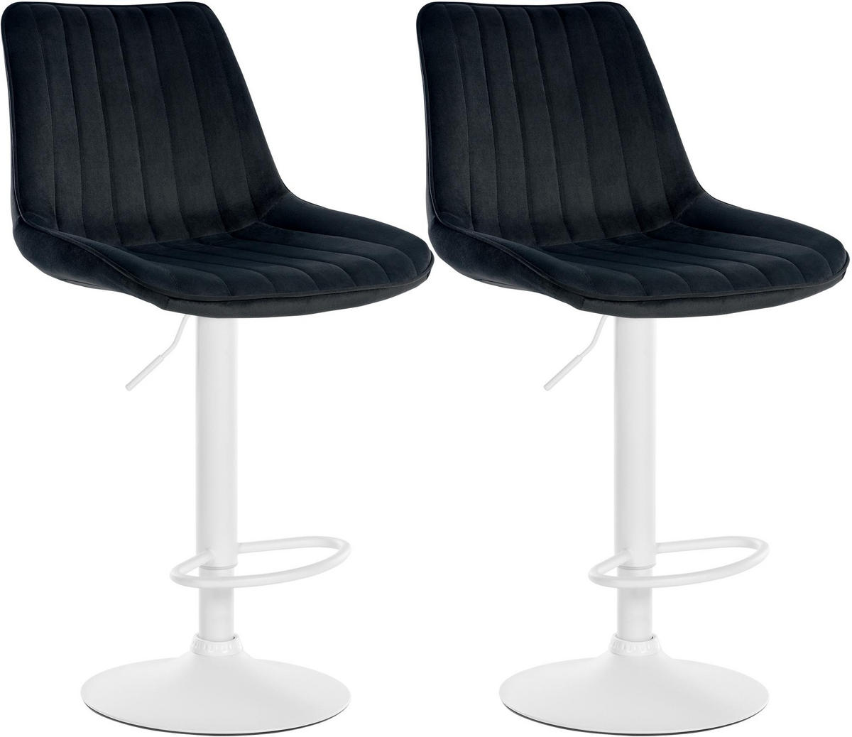 BARHOCKER 2er Set Samt Schwarz - Schwarz, Textil/Metall (49.5/91/50cm) - CLP