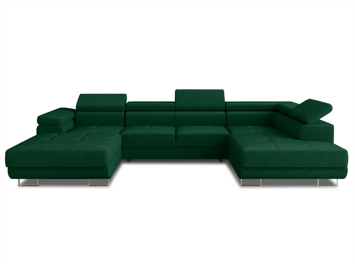 WOHNLANDSCHAFT Caris U, Seite: Links - Grün, Holz/Textil (348/90/205cm) - Sofnet