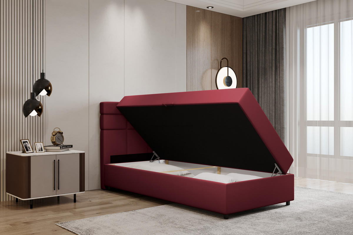 BOXBETT Reve 100 x 200 cm mit Bettkasten und Lattenrost ohne matratze - rot - Rot, Holz (100/200cm) - Panda Möbel