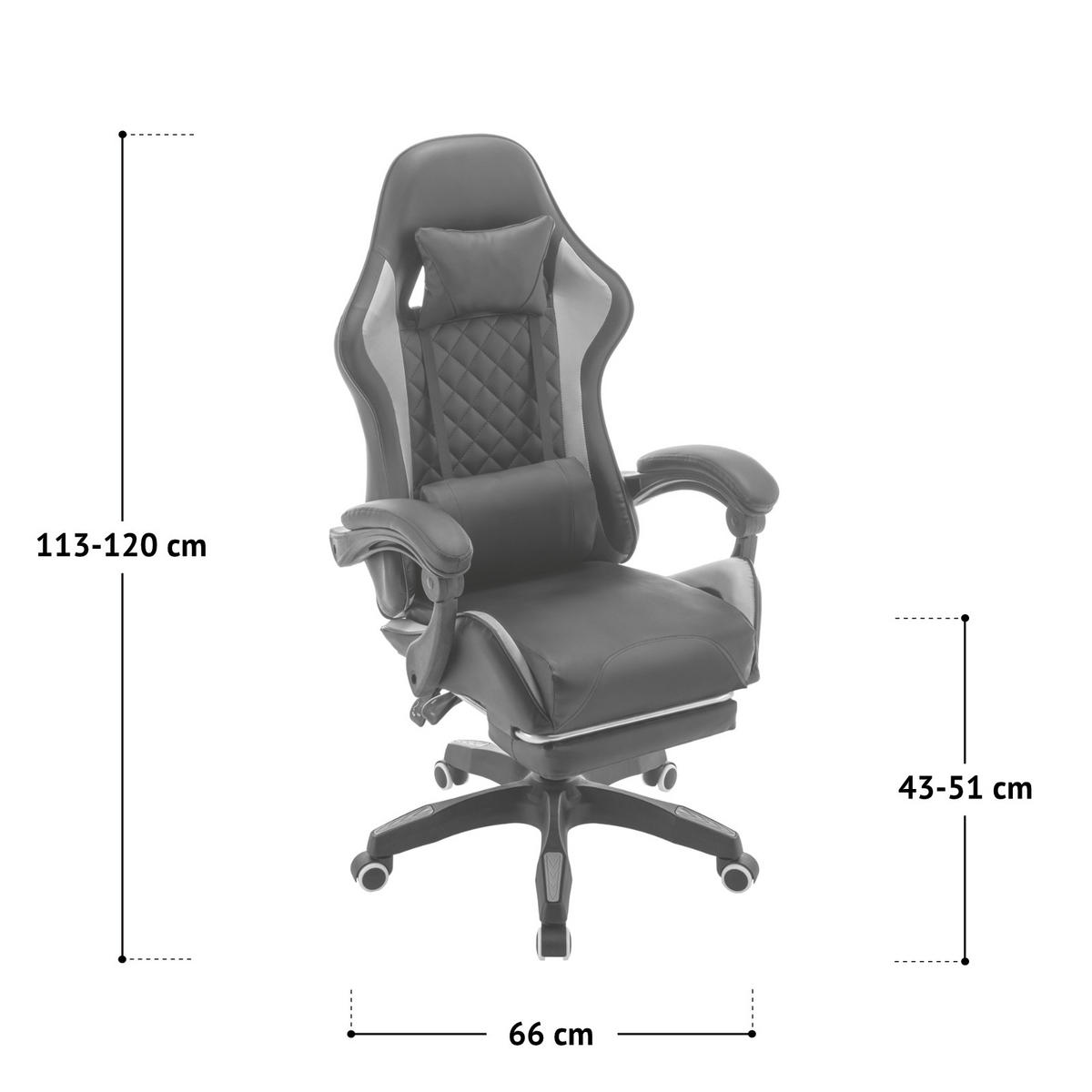 GAMINGSTUHL X-STREAM Grau - Grau, Textil (66/120/66.5cm) - SVITA