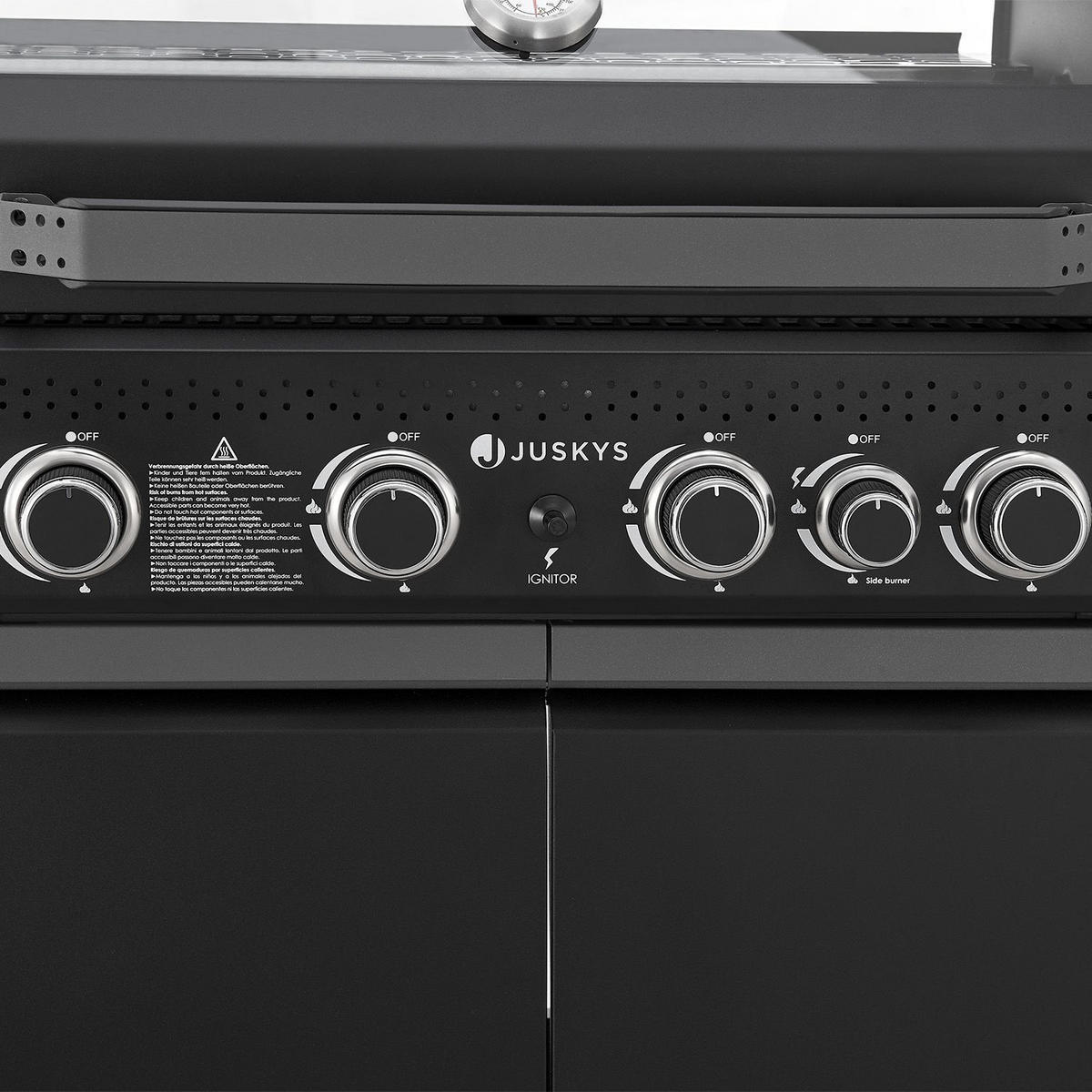 GASGRILL Savannah schwarz 4+1 - Schwarz, Metall (133/114/57cm) - Juskys