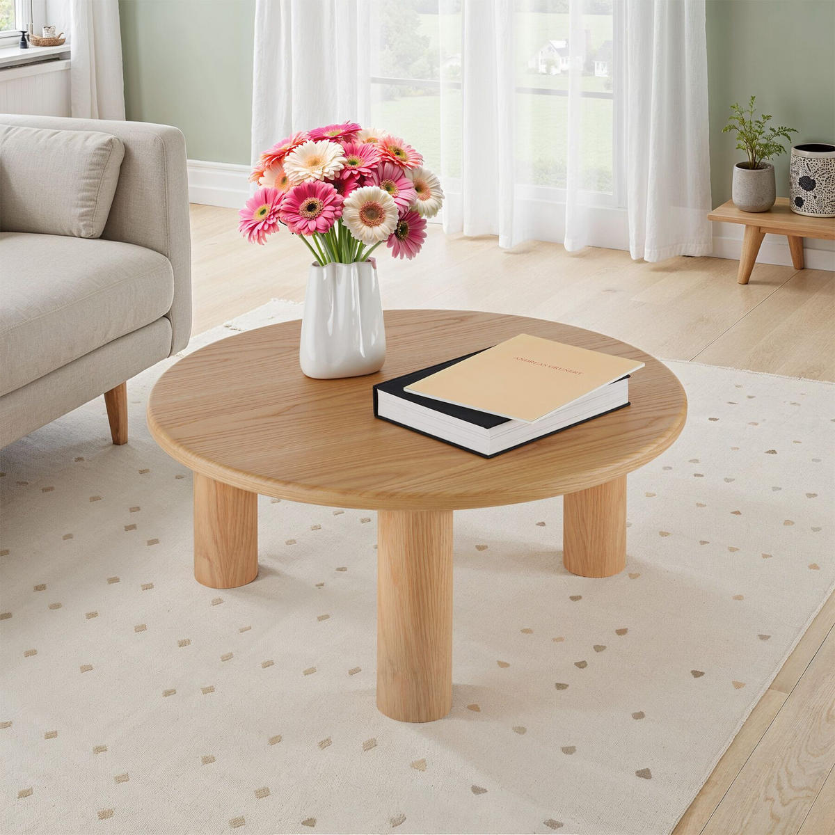 COUCHTISCH Sisi,bodenschonende Filzgleiter,Eiche hell - Eichefarben, Holz (80/80/35.5cm) - tectake