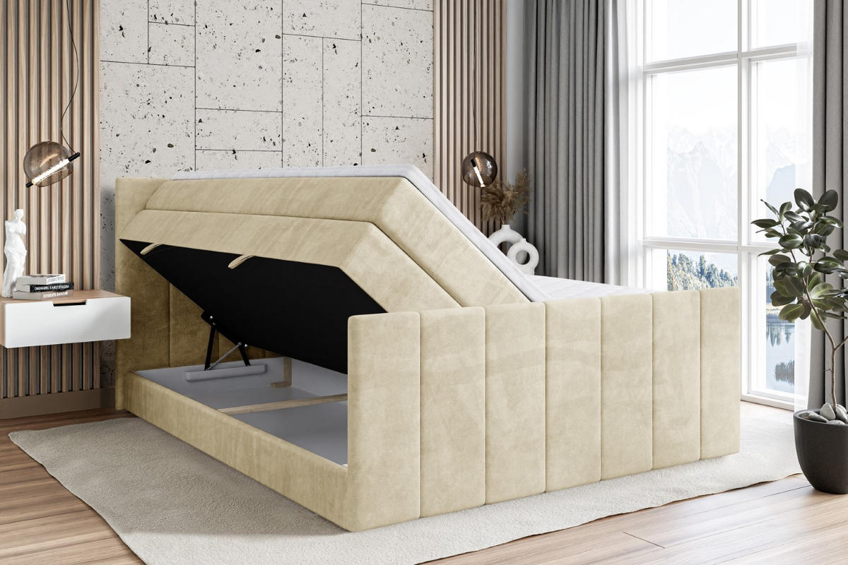 BOXSPRINGBETT MOETI-Z KING - 160x200 - H3/H4 - Beige - Beige, Holzwerkstoff (160/200cm) - ALTDECOR
