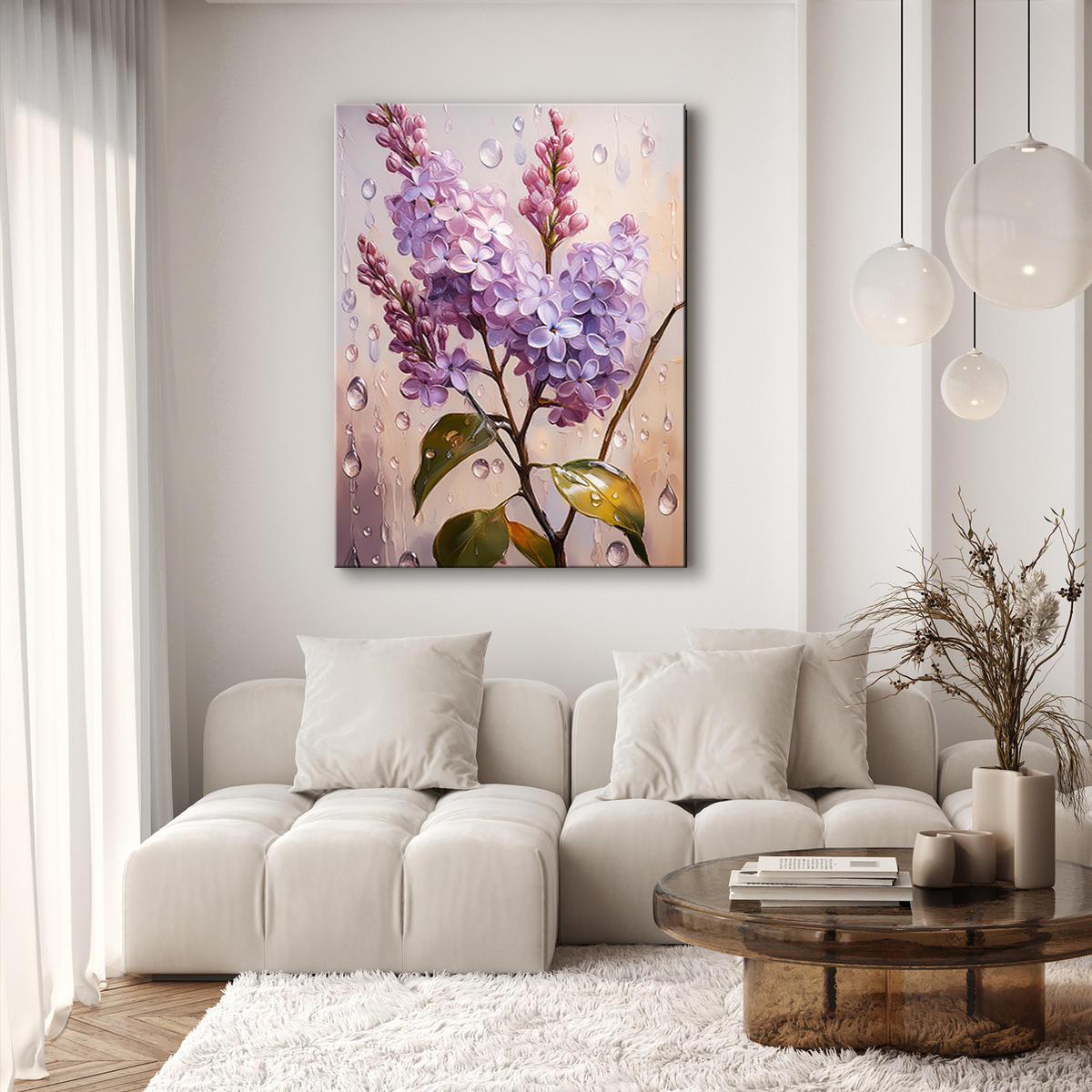 WANDBILD ohne lila blumen natur - Lila, Textil (40/60cm) - Feeby