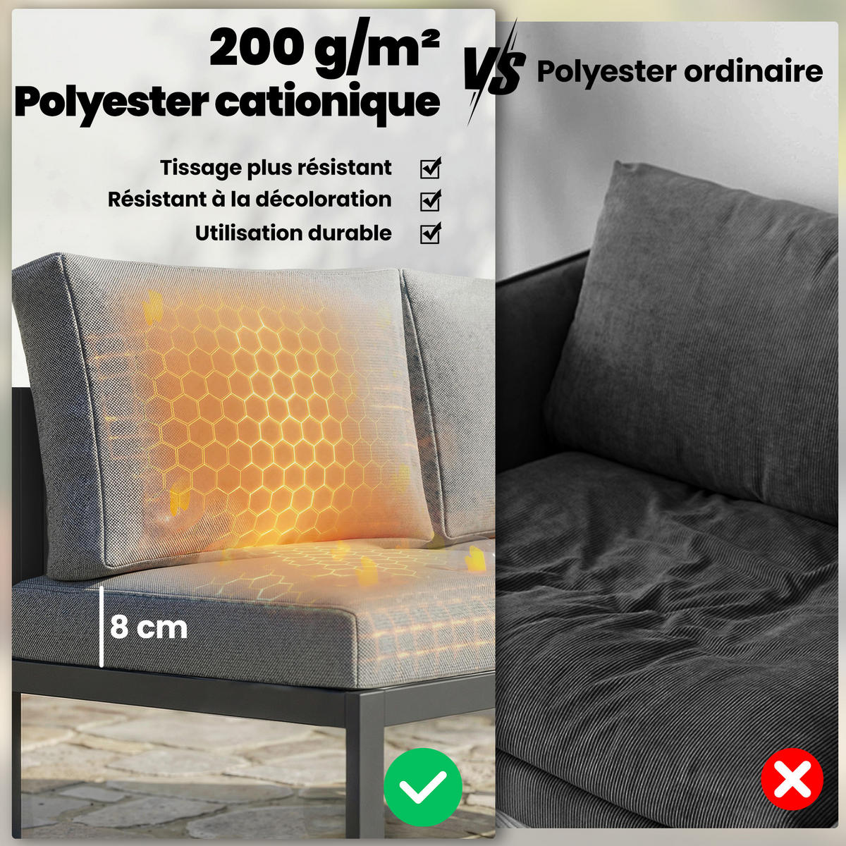 GARTENMÖBELSET DE-13529 6-sitzig mit 3 Sofas & Tisch Dunkelgrau - Hellgrau, Metall - ComfortXL