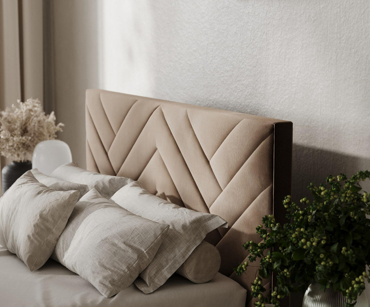 POLSTERBETT Arco 180/200 cm Braun im Paros Stoff - Schwarz/Naturfarben, Holz/Holzwerkstoff (180/200cm) - AltaBeds