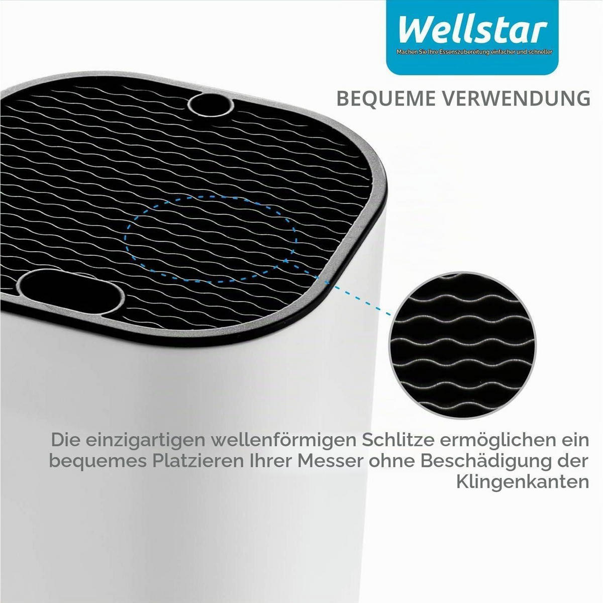 MESSERBLOCK unbestückt Weiß - Weiß, Kunststoff (14/22.4/14cm)