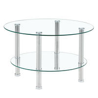 KLUBSKA miza iz stekla in kovine, 70/42 cm srebrna/prosojna, dvonivojska - srebrne barve, steklo (70/70/42cm) - BEAOK
