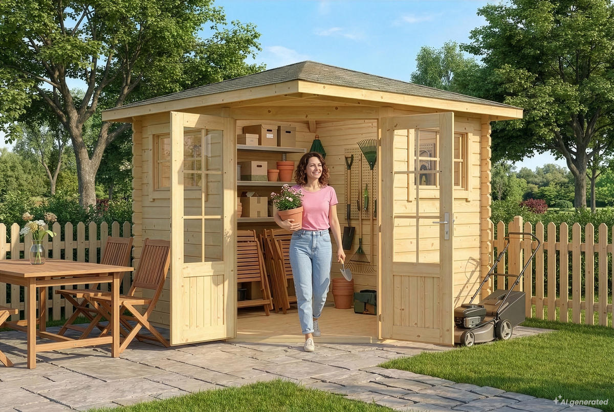 GARTENHAUS Holz Sunny - Naturfarben, Holz (269/257/269cm) - Alpholz