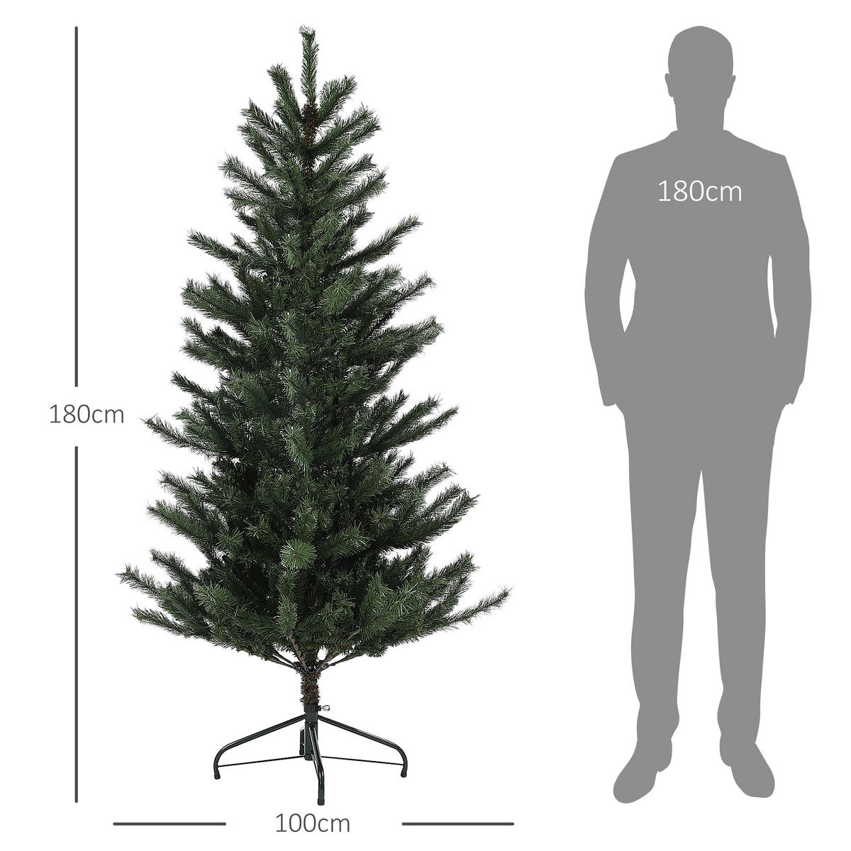 WEIHNACHTSBAUM, 180 cm - Grün, Kunststoff/Metall (180cm) - HOMCOM