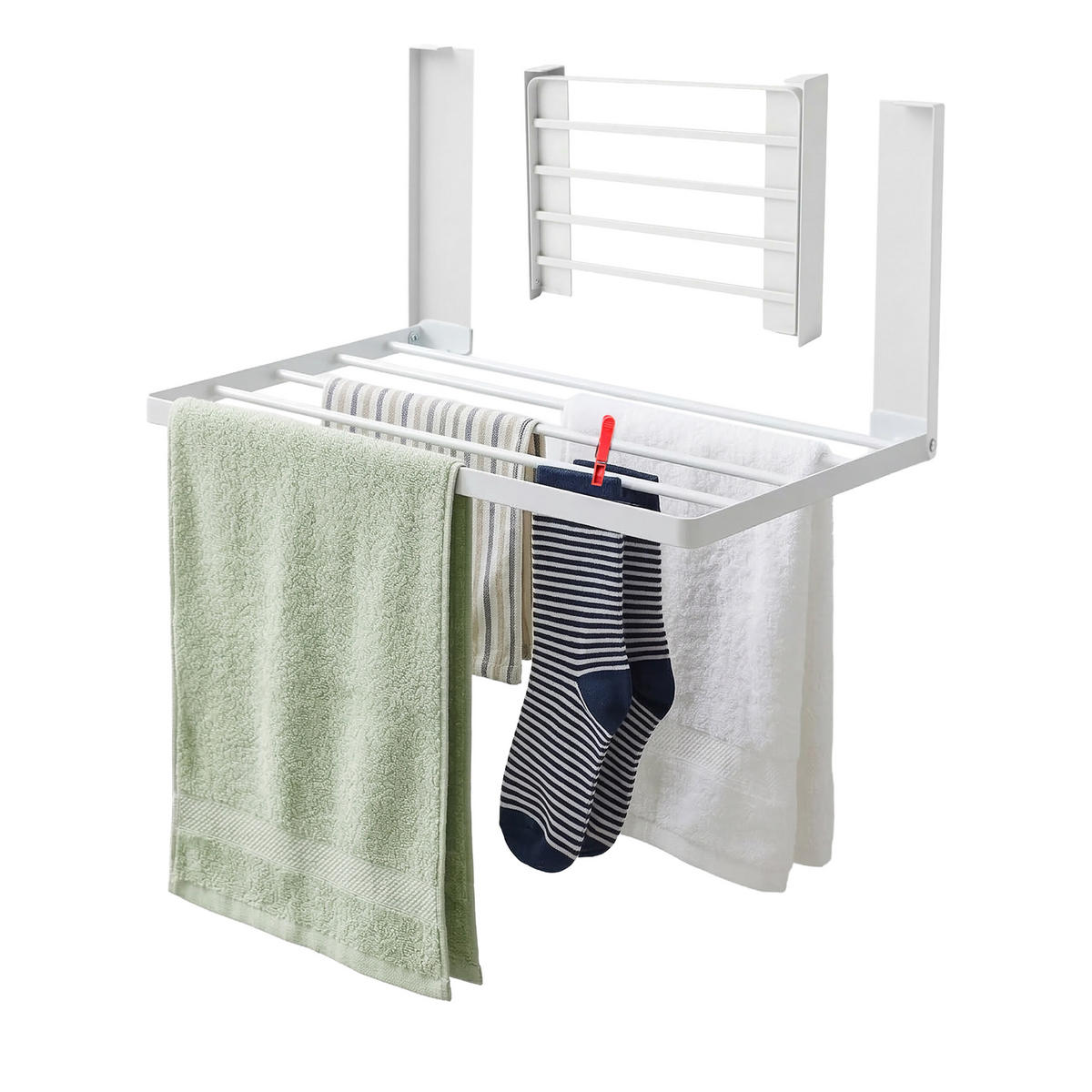 SUŠIAK bielizne - biela, kov (40.5/25/25cm) - Relaxdays