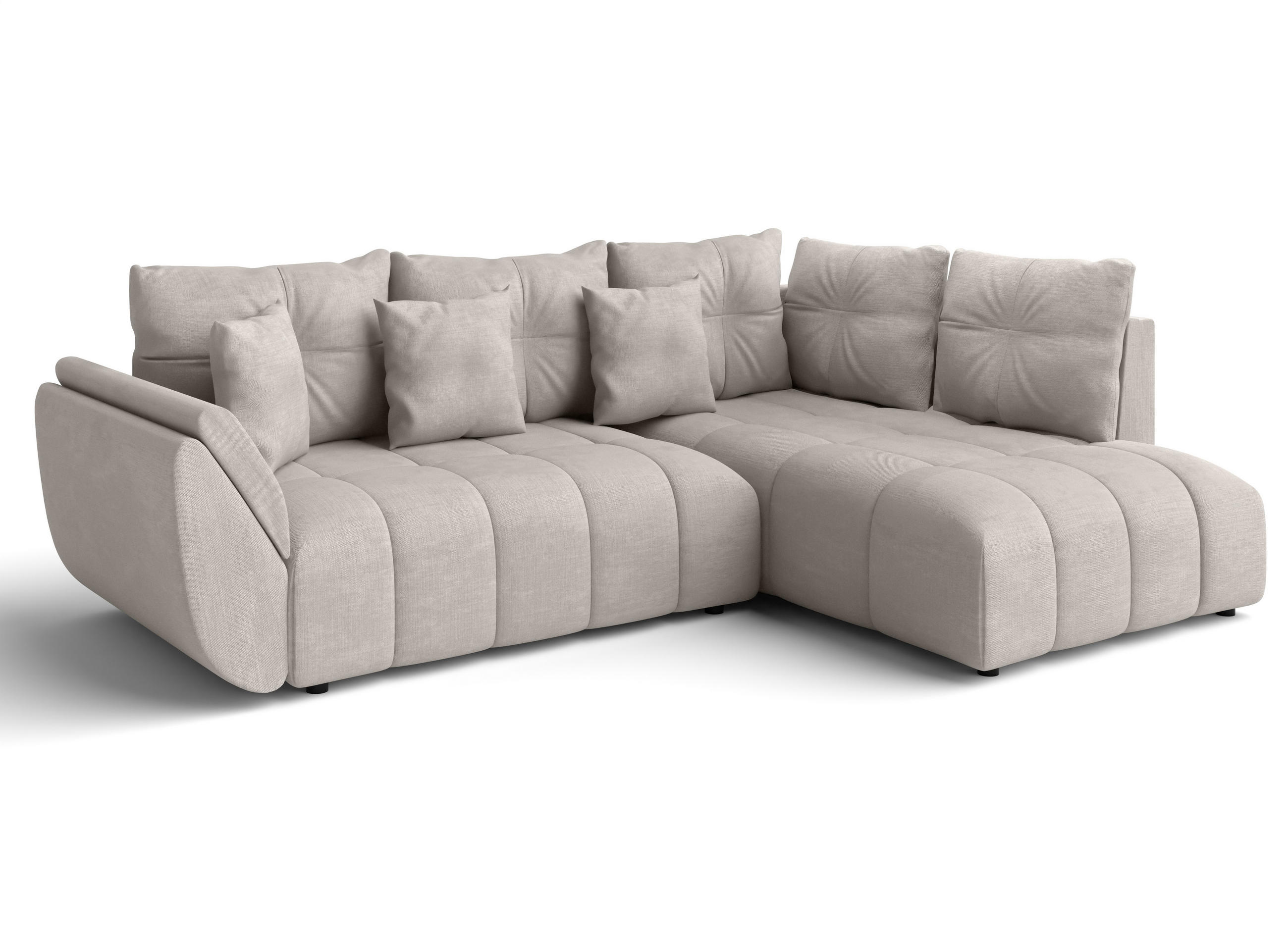 ECKSOFA L Form Kayseri Beige 266/190/86 cm – mit Bettkasten - Beige/Schwarz, Kunststoff/Textil (266/190cm) - AX Living