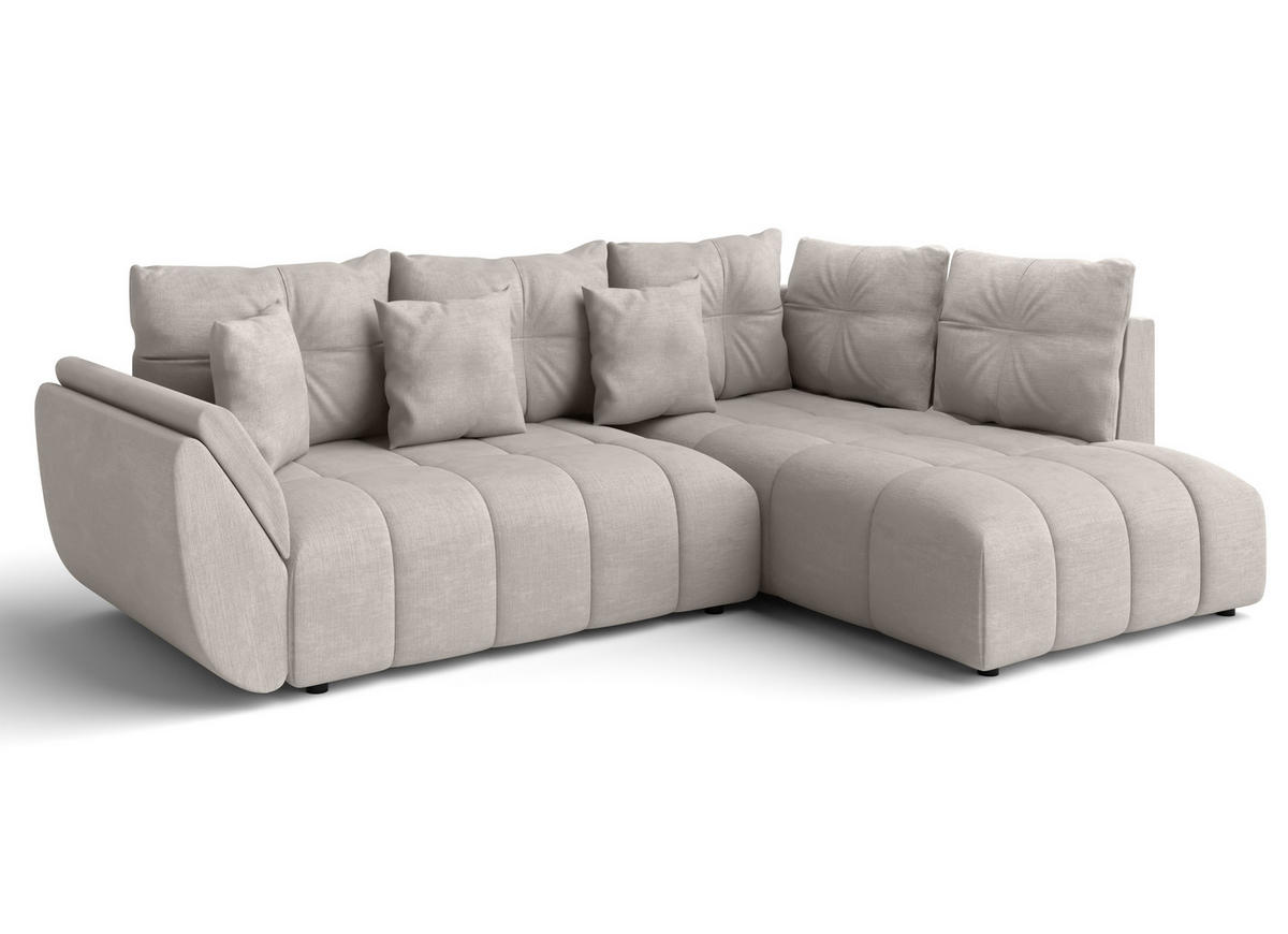 ECKSOFA L Form Kayseri Beige 266/190/86 cm – mit Bettkasten - Beige/Schwarz, Kunststoff/Textil (266/190cm) - AX Living