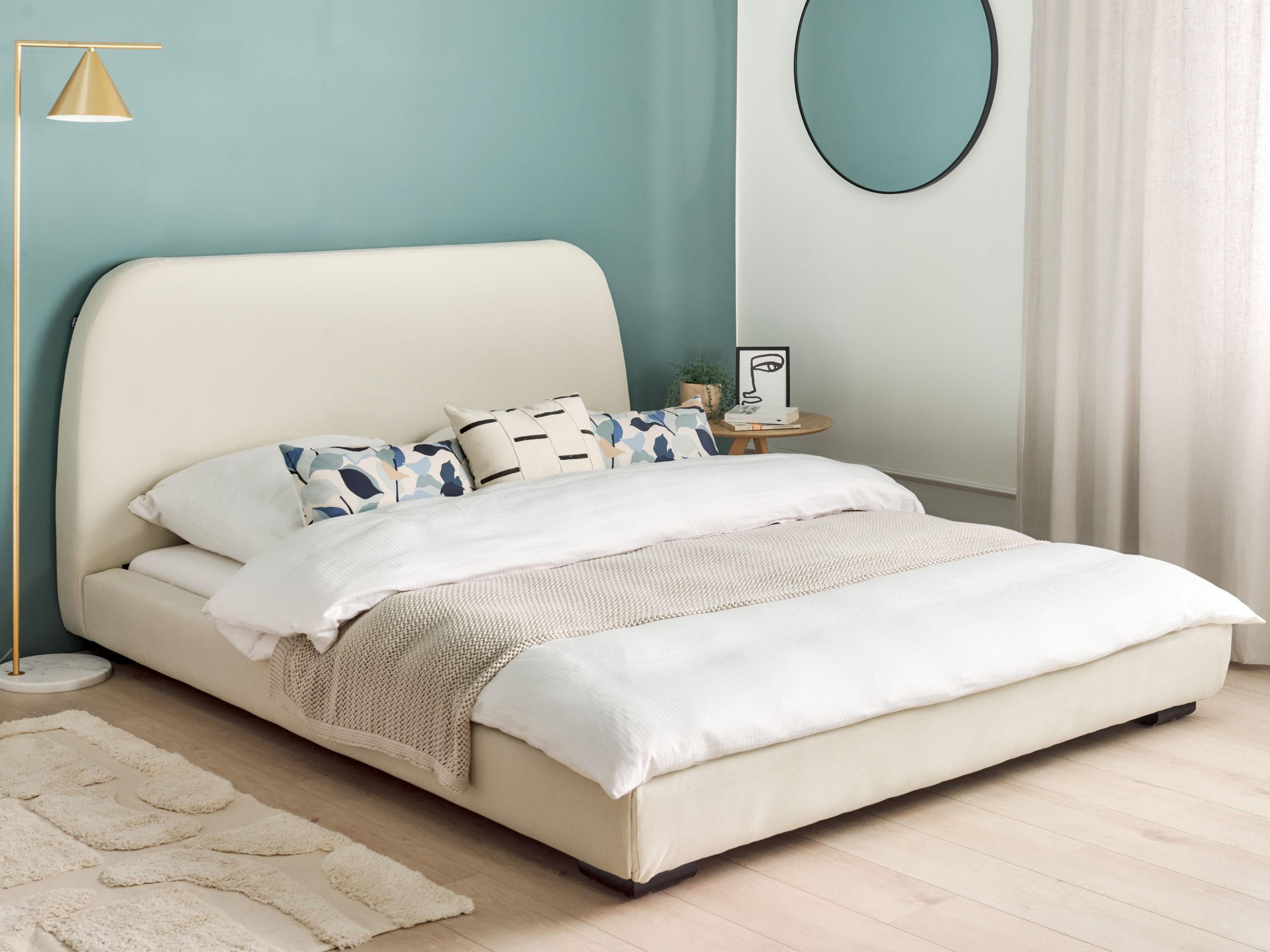 WASSERBETT 160x200 cm Beige Roisel - Creme, Textil (160/200cm) - Beliani